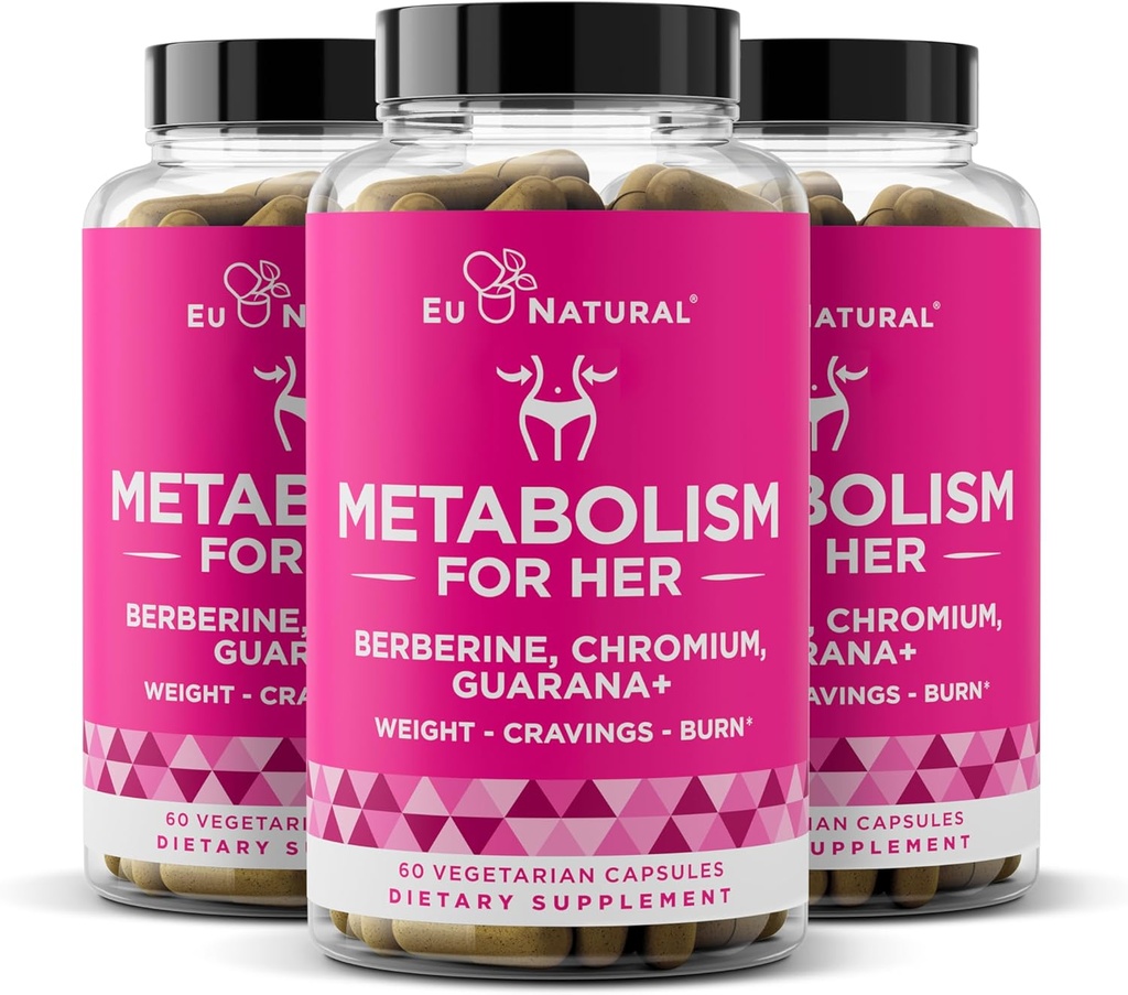 Aineenvaihdunta hänen 3-pakkaus Bundle - laihtuminen pillereitä naisille - ruokahalua Suppressantti, rasvanpolttaja, aineenvaihdunta Booster - Combat Cravings & menettää vatsa Fat - berberiini, kromi Picolinate & Guarana