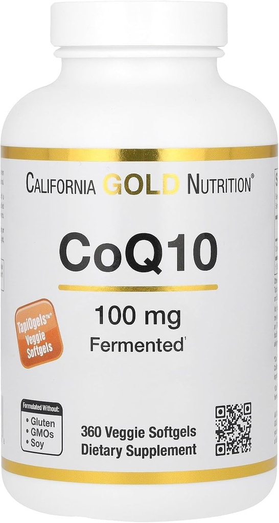 Kalifornien Gold Nutrition Q10 100 mg, Coenzyme Q10 Ubiquinone USP, stöder Mitochondrial funktion, 360 Veggie Softgels