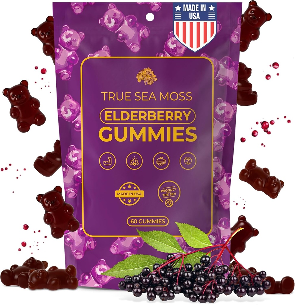 TrueSeaMoss Sea Moss Elderberry Gummies for Adults & Kids 