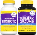 InnovixLabs Multi Probiootti & Curcumin Bundle Multi-Strain Probiootti (60 Aika-Julkaisevat kapselit) Kurkumiini (100 Aika-Julkaisevat tabletit). Tukee Gut and Immuun Health. *
