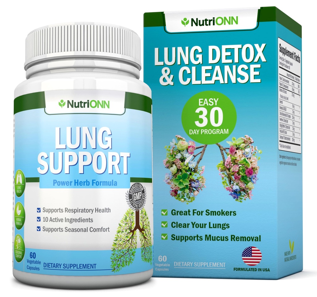 Lung Detox ja Cleanse - Great for Smokers - Extra Strength - 100% kasviperäisten keuhkojen terveys täydentää - liman poisto tuki - edistää hengitysteiden terveyttä - luonnollinen tapa pitää keuhkot selkeä