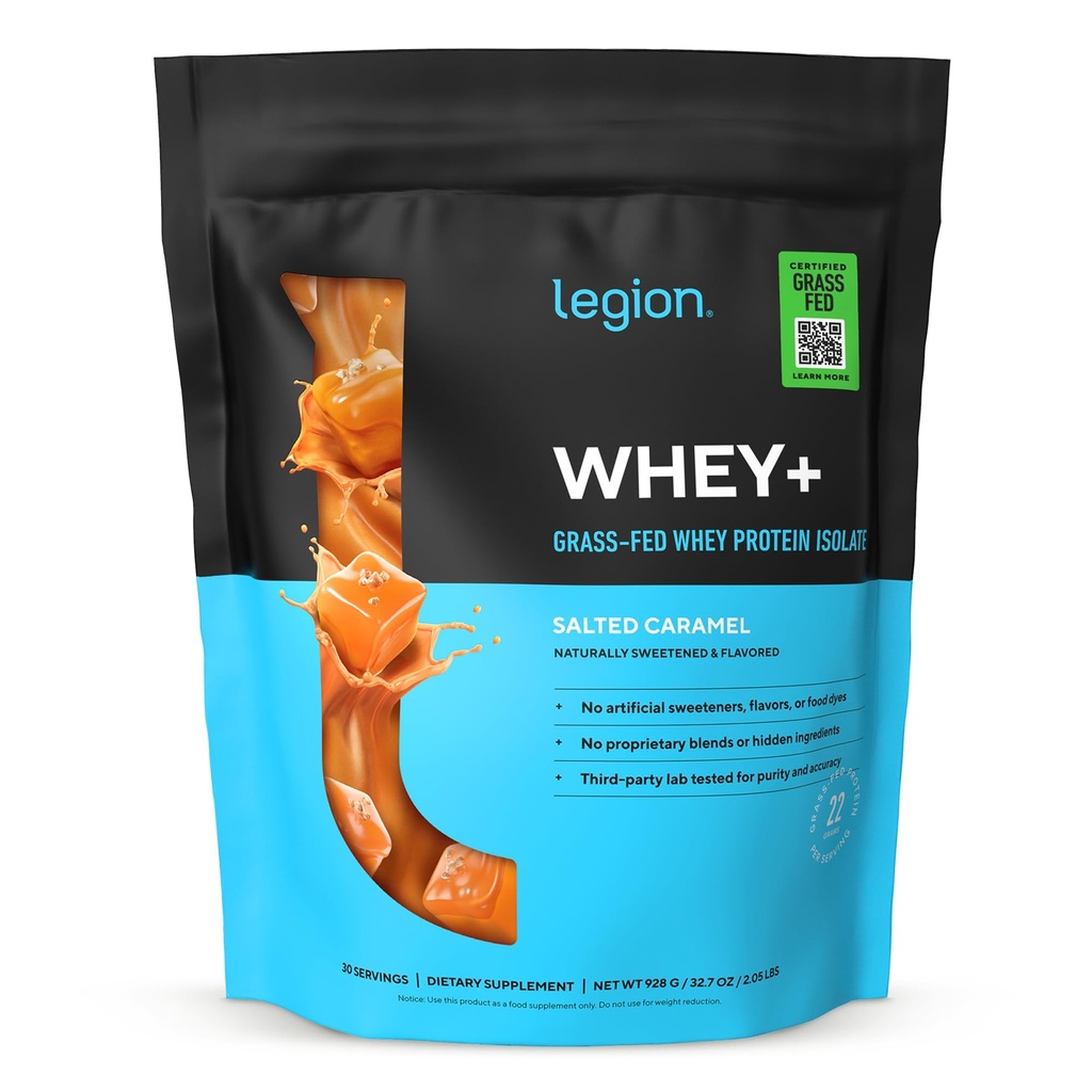 LEGION Whey+ Protein Whey Isolate alkaen Grass Fed Cows - Whey Protein Isolate Powder Low Calorie, Ei-GMO, Sokeriton, Laktoositon ja Gluteeniton, Kaikki luonnon proteiinijauhe miesten ja naisten, 30 tarjoilut