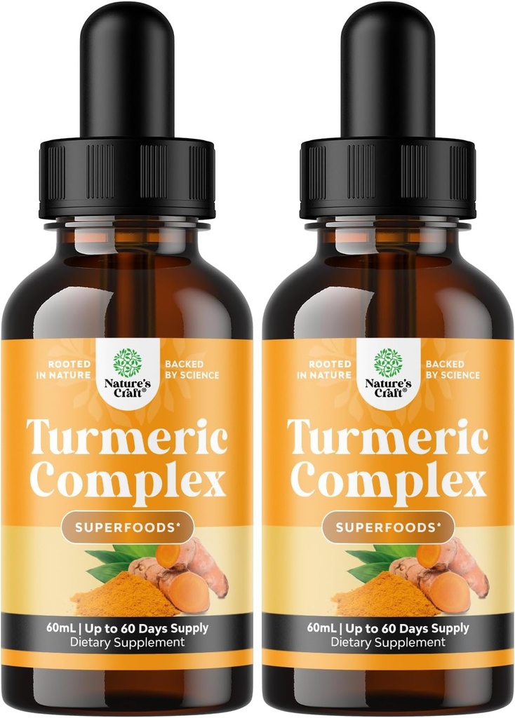 Luomu Turmeeric Liquid Drops for Adults - Liquid Turmeeric Curcumin with Black Pepper Cinnamon and Inkivääri for joints Digestion Immuniteetti & enemmän-orgaaninen täydentää konsentraatti (2oz) (2)