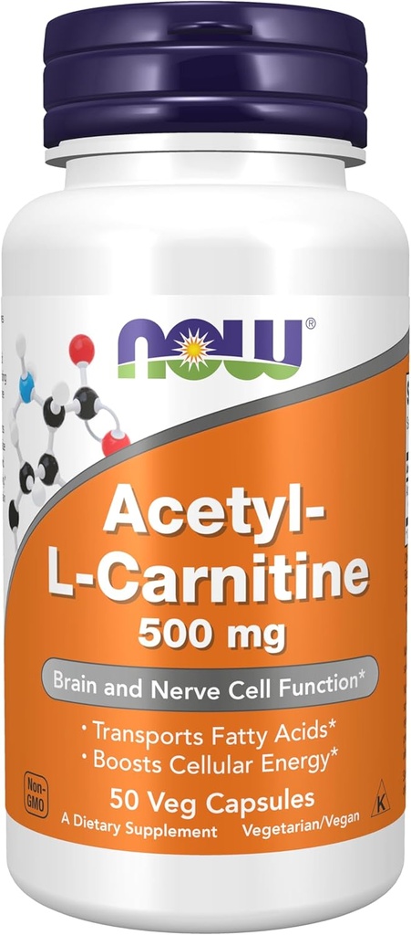 NYT Ruokalisät, asetyyli-L-karnitiini 500 mg, Aminohappo, aivojen ja hermosolujen toiminta*, 50 Veg-kapselia