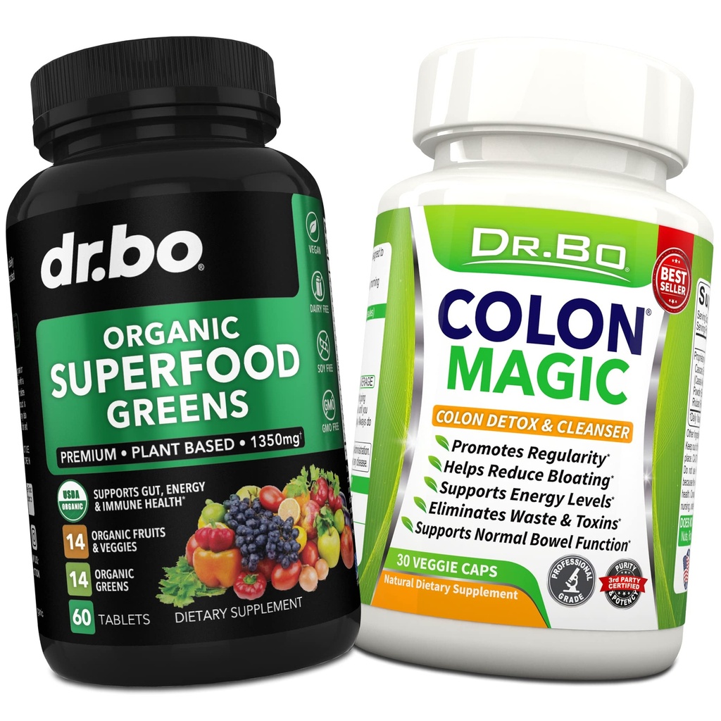 Luomu Superfood Vihreät ja hedelmät Lisäravinteet - Colon Cleanse Detox Formula Suoliston turvotus - Green Vege Powder Blend Kasvisruoat & Ummetus Relief Suolisto, vatsa, vatsa