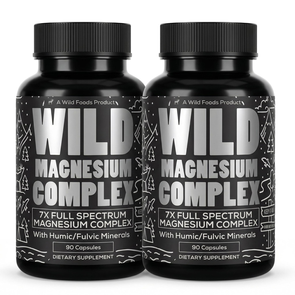 Wild Foods Magnesium Complex Supplement 7X Lomakkeet Korkea Imeytyminen, Täysspektri, Easy Digestion 500 mg Glycinate, Bisglysinaatti, Malaatti, Orotate, Sitraatti, Taurate 90 kapseli (paketti 2)