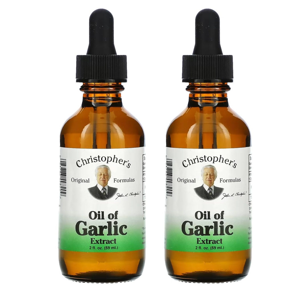 Christopher's Original Formula Oil of Valkosipuliuute 2 Ounces - pakkaus 2 - Premium kasviperäistä täydentää - kylmäpainettu & puhdas nestemäinen valkosipuli öljy ...