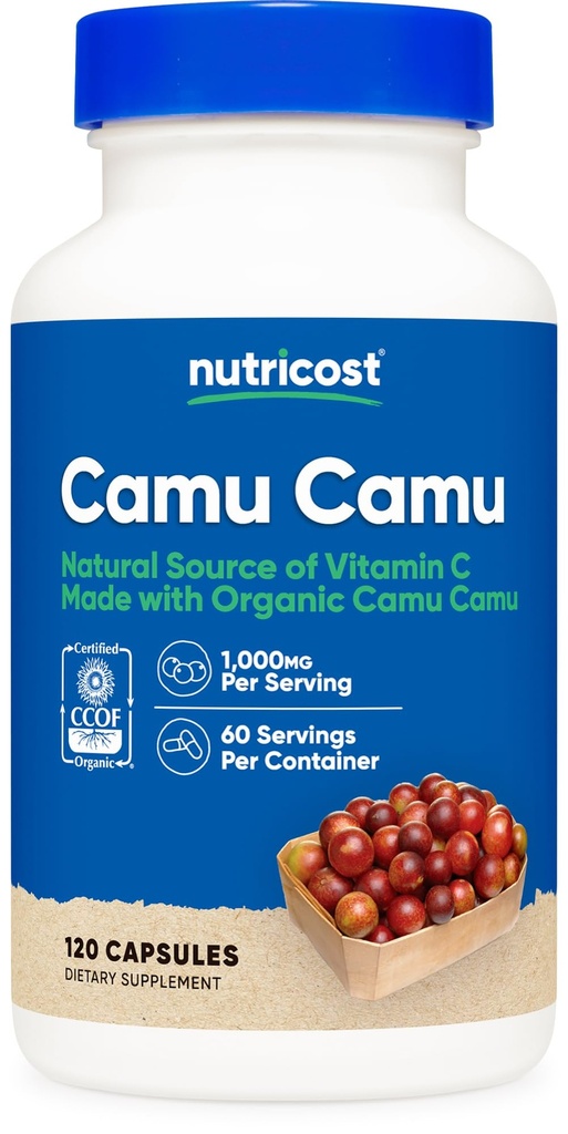 Nutricost Camu Camu 1000mg, 120 kapseli - CCOF Certified Made with Organic, non-GMO and Gluten Free
