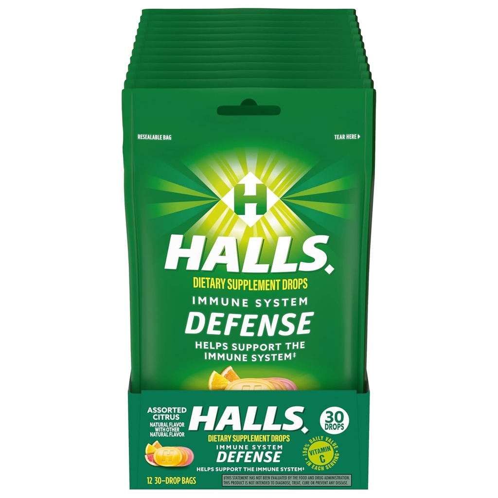 HALLITSEA Puolustus Assocated C-vitamiini Drops, ravintolisä Drops, 12 pussia 30 tippaa (360 yhteensä Drops)