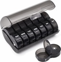 Viikoittain pilleri Organizer, Suuri 7 päivän pilleri tapauksessa, Päivittäinen vitamiini tapauksessa Lääkelaatikko, AM / PM pilleri säiliöt lääkkeiden täydentää kalaöljy (musta)