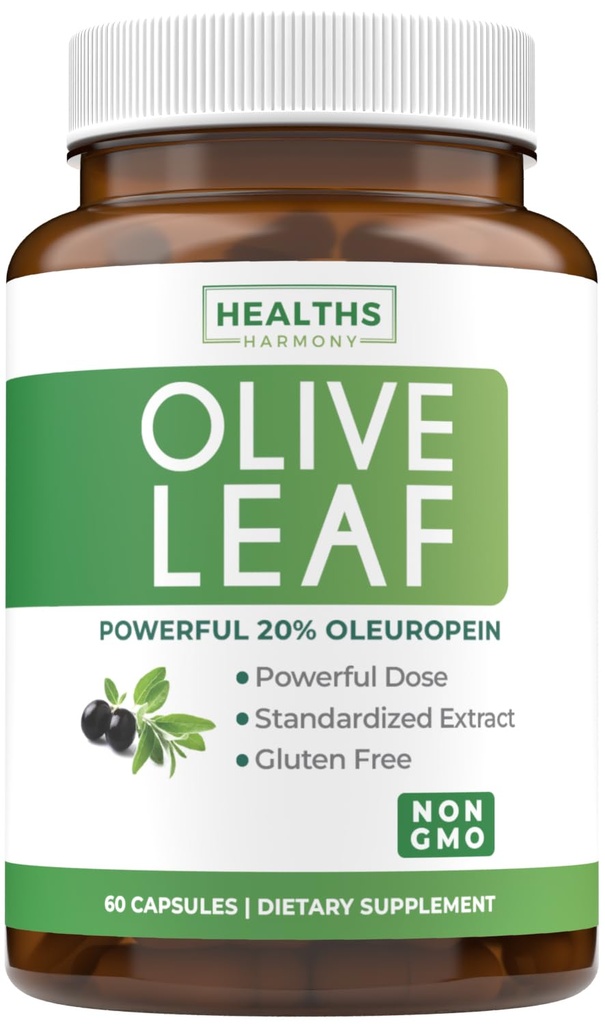 Super Strength Olive Leaf Extract kapselit - Vegaani ei-GMO 750mg Olive Extract 20% Oleuropein antioksidantti täydentää immuniteetin ihon ja sydämen terveyttä tukea - valmistettu Yhdysvalloissa (2 kuukauden tarjonta)