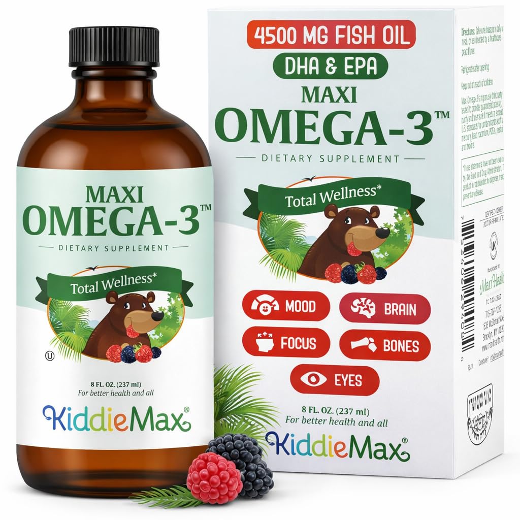 Maxi Health Omega 3 lapsille täydentää Kosher Omega 3 Lapset Kalaöljyä neste DHA & EPA ...