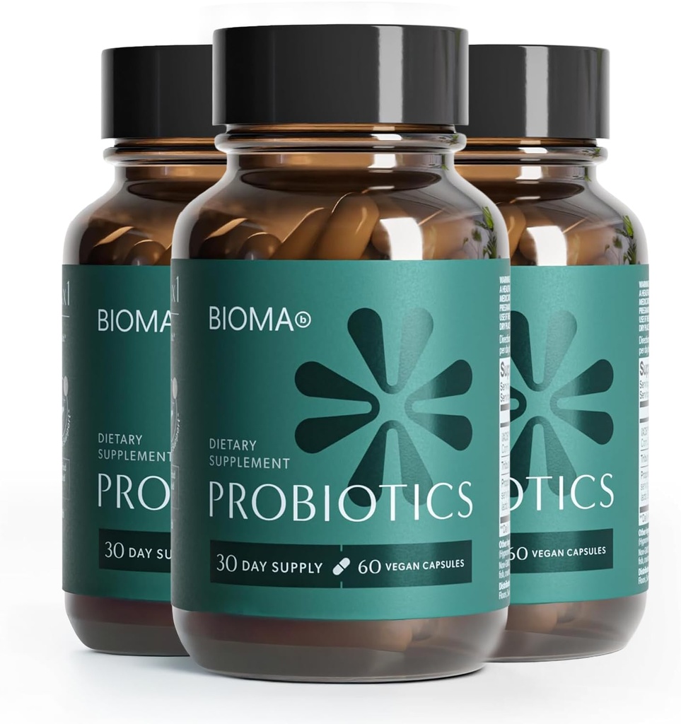 Bioma Probiootit - Digestiivinen terveys Probiootti - Gut tuki miehille & naisille Xylooligosaccharides, Tributyrin & Bifidobacterium - Vegan & Gluteenittomat - 180 Viivästynyt- release kapselit (90 päivän toimitus)