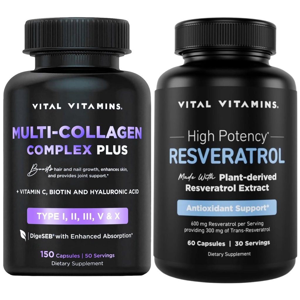 Elintoiminnot Multi Collagen Complex Plus -kapselit + Resveratrol-kapselit