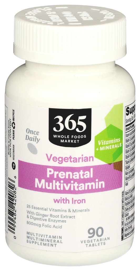 365 by Whole Foods Market, Prenataali monivitamiinia rauta, kasvissyöjä, 90
