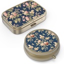 Pill Case Pill Box med Mirror Retro Small Pill Case för Purse eller Pocket Brons Pill Box eller Vitaminer, Fish Oil, Supplements, Pill Containe Travel Gifts(2PCS)
