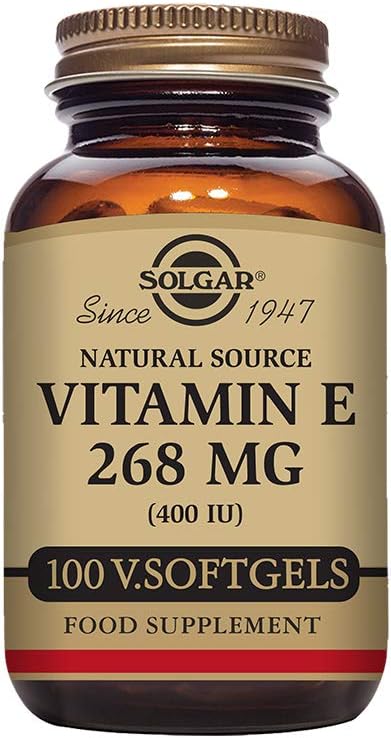 Solgar Vitamin E 268 mg (400 IE), 100 vegetariska Softgels - naturlig antioxidant, hud- och immunsystemsupport - naturligt källad vitamin E - Icke-GMO, Vegan, Gluten Free, Dairy Free - 100 portioner