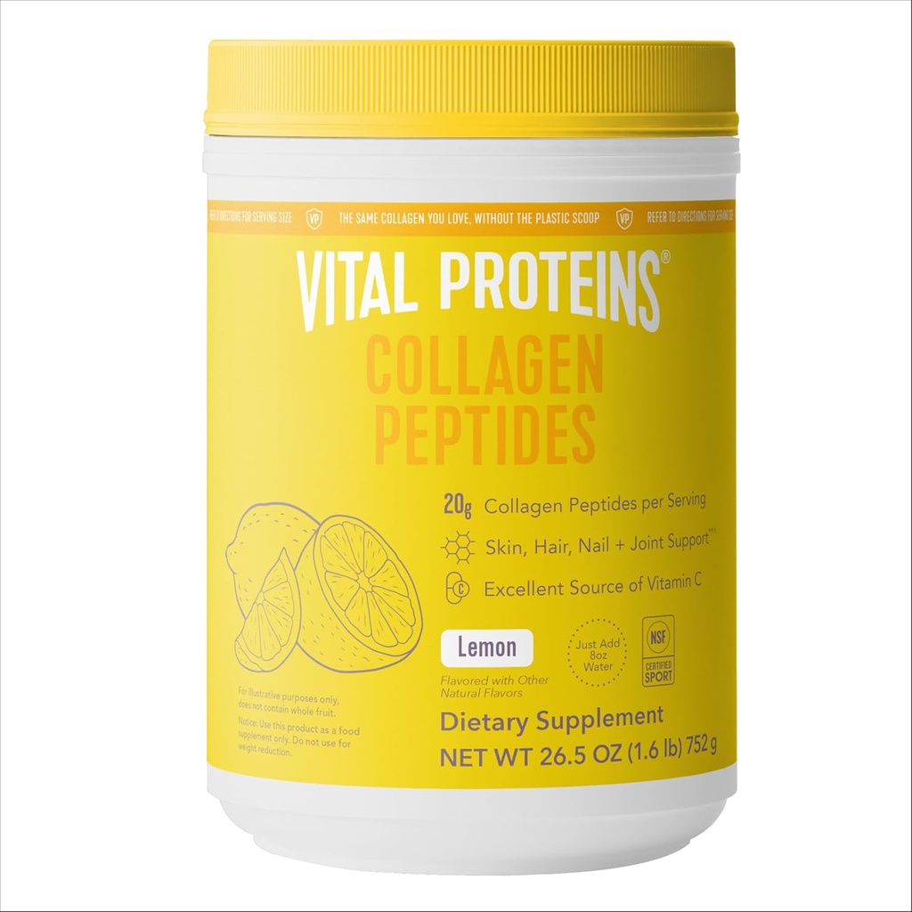 Vital proteiinit Collagen Peptides Powder, edistää hiukset, kynnet, iho, luut ja yhteinen terveys, sitruuna 26.5 Ounce