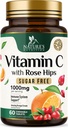 C-vitamiini Pureskeltava 1000 mg - Extra Strength Antioksidantteja tehokas Immuuni tuki w/Vitamin C & Rose HIPS - Potent Dietary VIT C Chews Supplement, Natural Orange Flavor, Vegan, ei-GMO - 60 tablettia