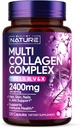 Rakennettu Nature Collagen pillereitä . Multi Collagen Peptides Complex täydentää naisille tyyppi I, II, III, V, X hiukset, iho, kynnet, nivelet ja luunterveys - Hydrolysoitu, Grass-Fed - 120 kapselia