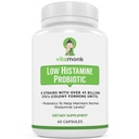 VitaMonk låg histaminprobiotika bekämpar histaminintolerans och stöd balanserad tarmhälsa - Histaminfri probiotikum för dem som söker hälsoförbättringar med histaminkontroll -60 kapslar