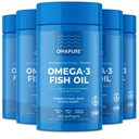 Fiskoljetillskott med Omega 3 fettsyror (5 flaska, 120 Softgels) - Hög EPA, DHA och IFOS Fiskoljepiller Stöd Hjärta & Gemensam Hälsa - Burpless Fish Oil främjar hjärnfunktion