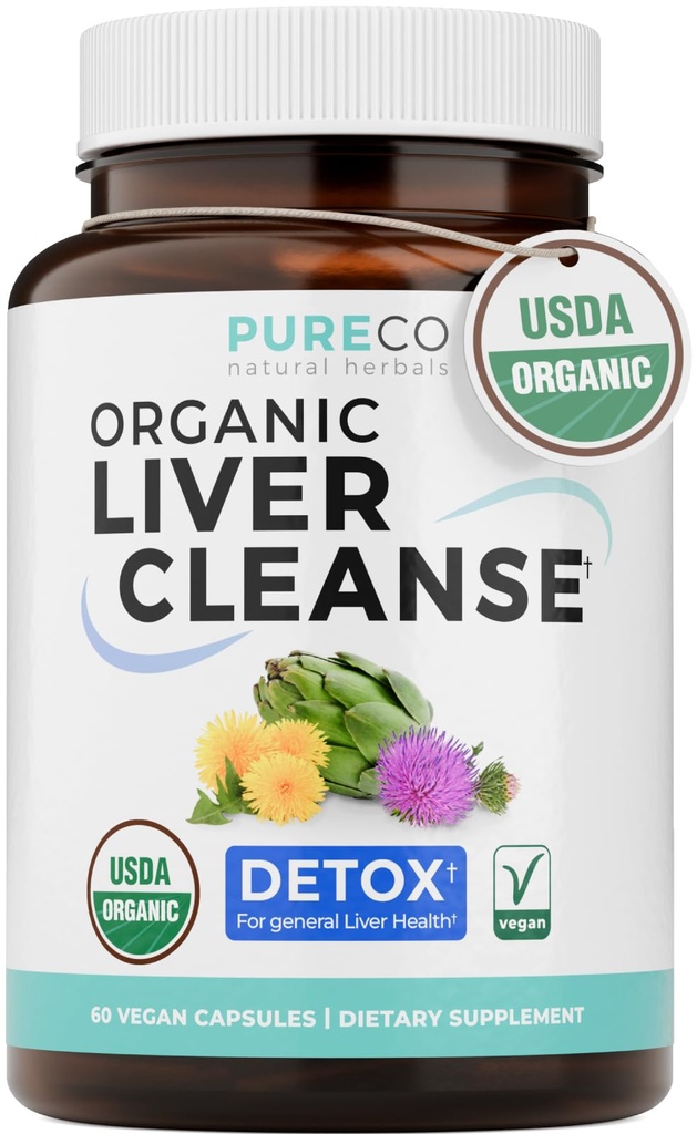 USDA Organic Milk Thistle och Dandelion Root - Silymarin Milk Thistle Liver Detox Cleanse Formel med Artichoke Extract för omfattande leverstöd - Vegan Non-GMO & Lab Verified (1 Månadsförsörjning)