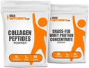BulkSupplements Collagen Peptides 1kg + Grass Fed Whey Protein konsentraatti 1kg Bundle