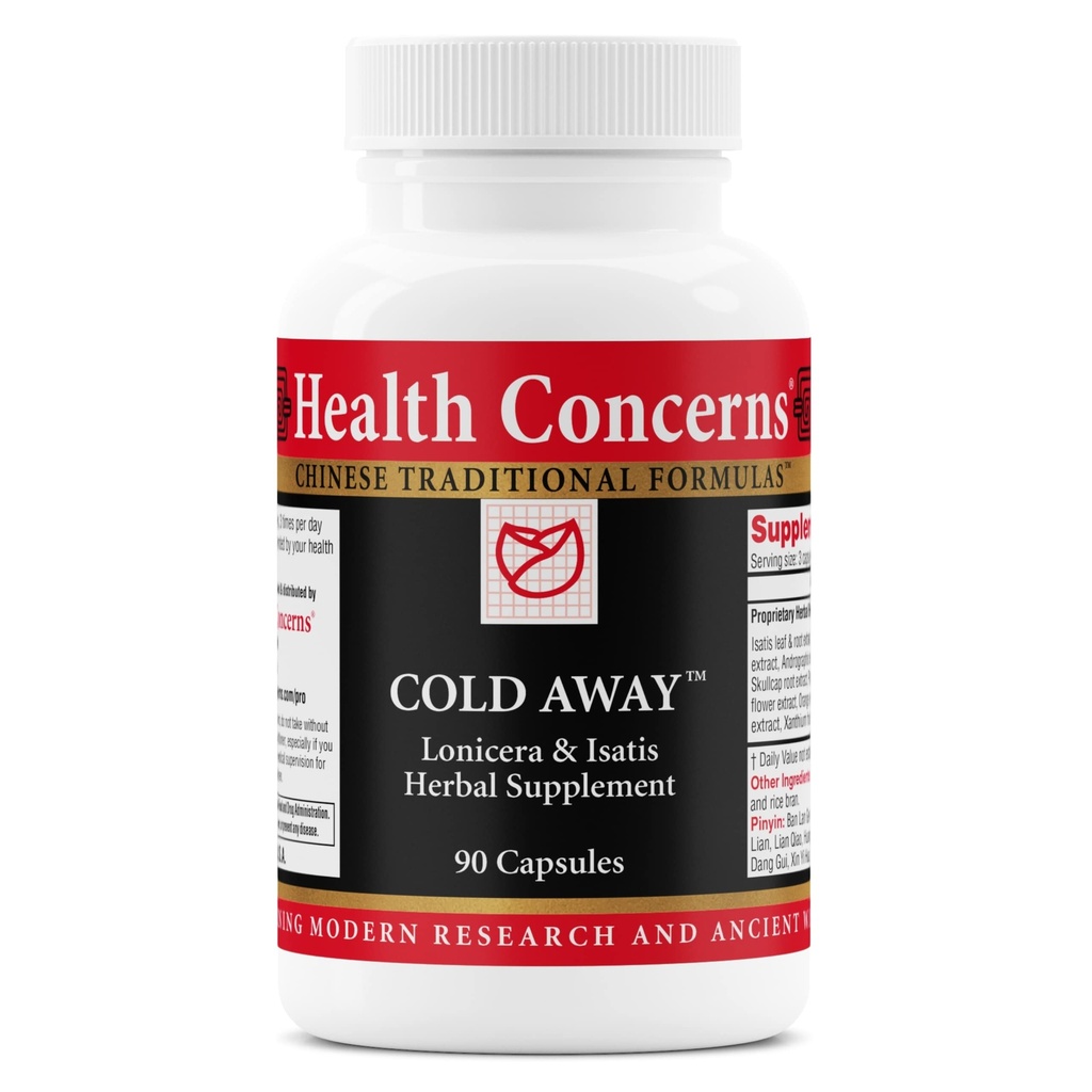 Terveys Koskee Cold Away - Immuuneja tuki ja puolustus - vitamiini täydentää kylmän ja flunssan helpotus - immuniteetin järjestelmä Booster - Licorice Root, Dong Quai, Chinese Skullcap & Andrographis - 90 kapselia
