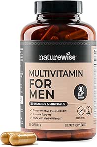 NatureWise Monivitamiini miehille - Päivittäinen mies tuki - Mineraalit ja yrtit energian, suorituskyky, immuniteetti - kanssa A-vitamiini, C, D, B-Complex - Soy & Gluteenittomat, ei-GMO - 180 kapselia [34]