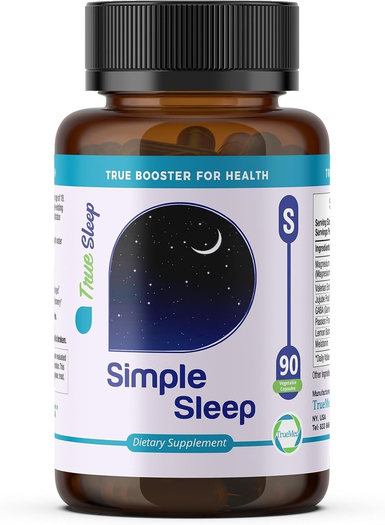 Sleep Support Supplement Natural Rentoutumista, Formula Magnesium Glycinate, Valerian Extract, GABA, Melatoniini, Passion Flower, sitruuna Balm & edistää rauhoittaa & parantaa unen laatua 90 kapselia