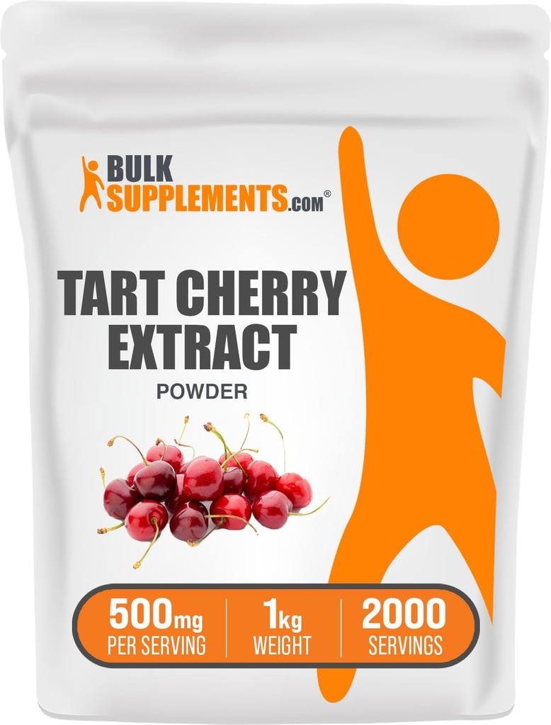BulkSupplements.com Tart Cherry Extract Powder - Tart Cherry Supplement, Herbal Supplement - Antioksidantti lähde, Gluteeniton, 500 mg per tarjoilu, 5kg (11 lbs) (pakkaus 5)