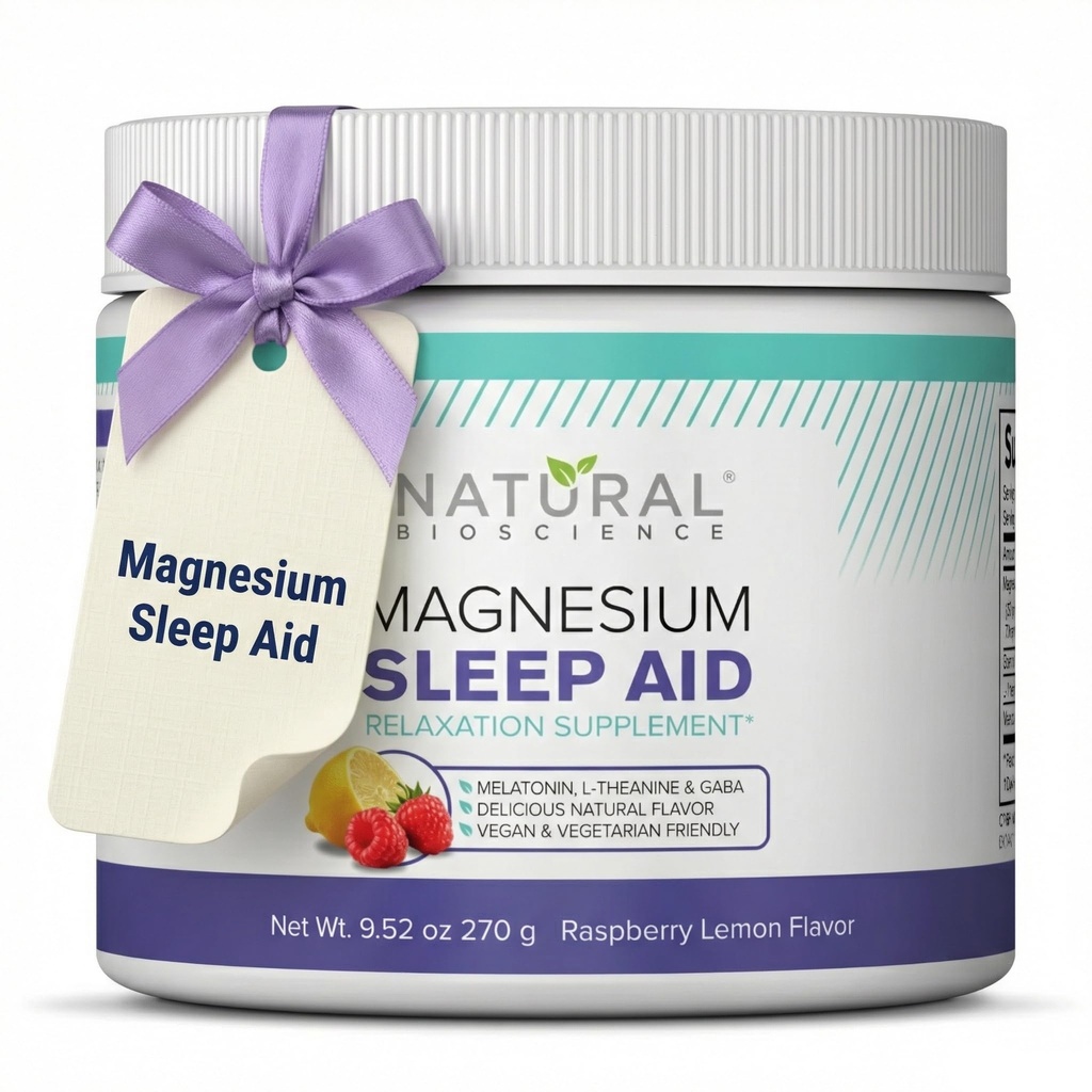 Magnesium Sleep Night Time Powder - Magnesium Citrate, Magnesium Glycinate med Melatonin, L-Theanin och GABA Sleep Aid, Natural Sleep Supplement, Vegan, Gluten-Free, Raspberry Lemon Flavor