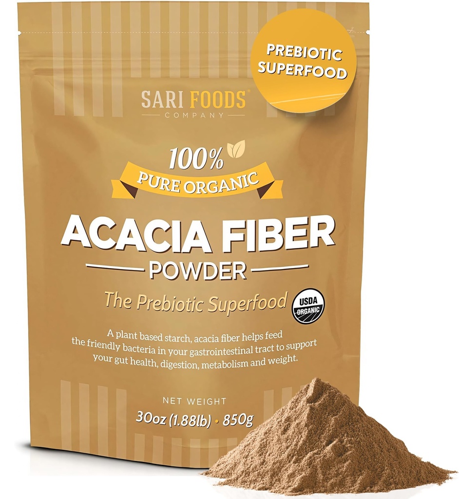 Sari Foods Organic Acacia Fiber Powder (30 Ounce): Luonnollinen, koko ruoka, kasvi perustuu prebiootti Superfood for Gut Health