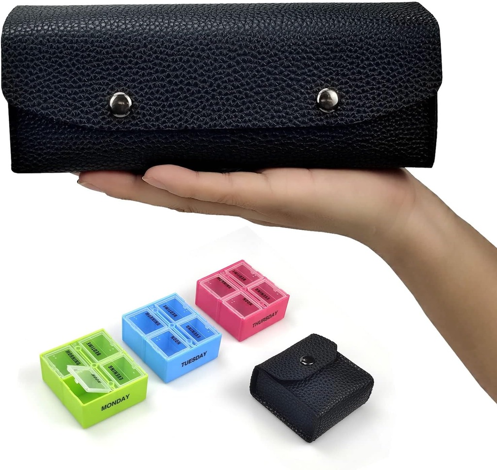 VOFOON Travel pilleri Järjestäjä 4 Kertoja päivässä, Viikoittain pilleri Laatikko 4X a Day Medicine Organizer Pill Case vitamiineja Medicine Fish Oils Lisäravinteet