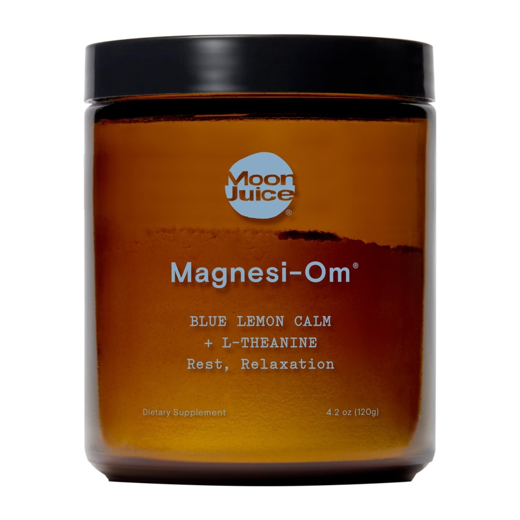 Månjuice Magnesi-Om Magnesium Powder Supplement - Chelated Magnesium Complex + L-Theanine Blend for Rest, Relaxation & Regularity - Vegan, Non-GMO & No Sugar, Blue Lemon, 3,7 oz, 30 Sevings