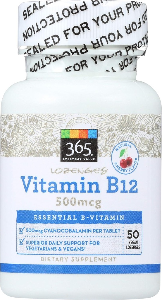 365 by Whole Foods Market, B12 500mcg Lozenges, Cherry Flavor, 50 ct