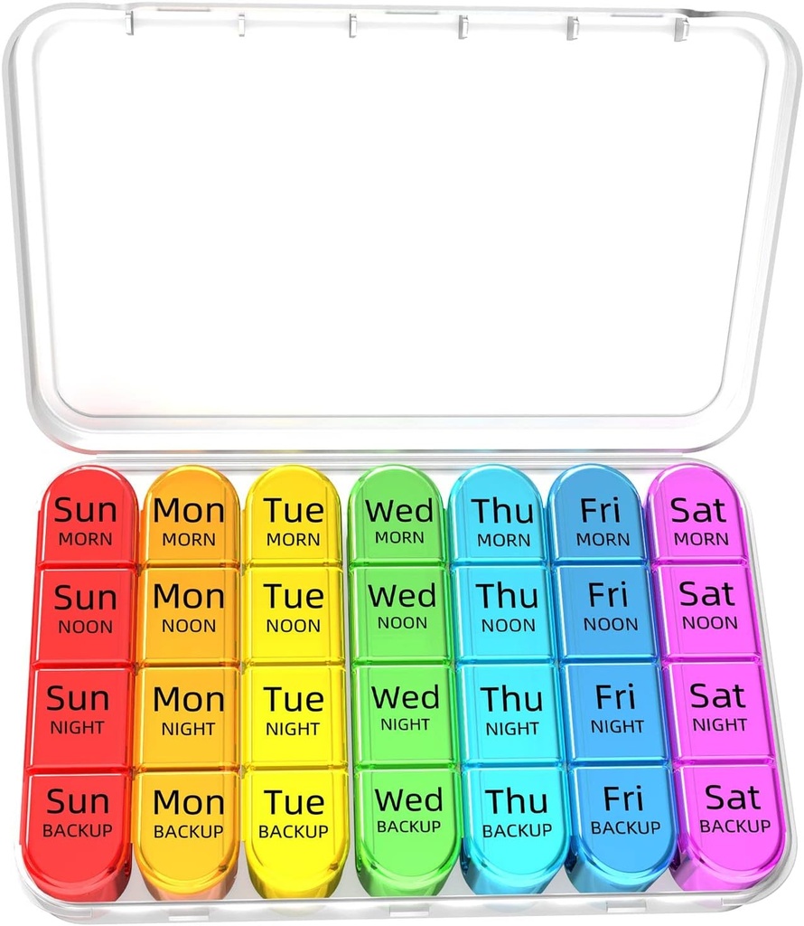 Odaro Weekly Pill Organizer 4 gånger om dagen, Daily Pill Box 7 Day, Large Travel Pill Case med 28 Compartment to Hold Medicine, Vitamin och Supplement - White Case