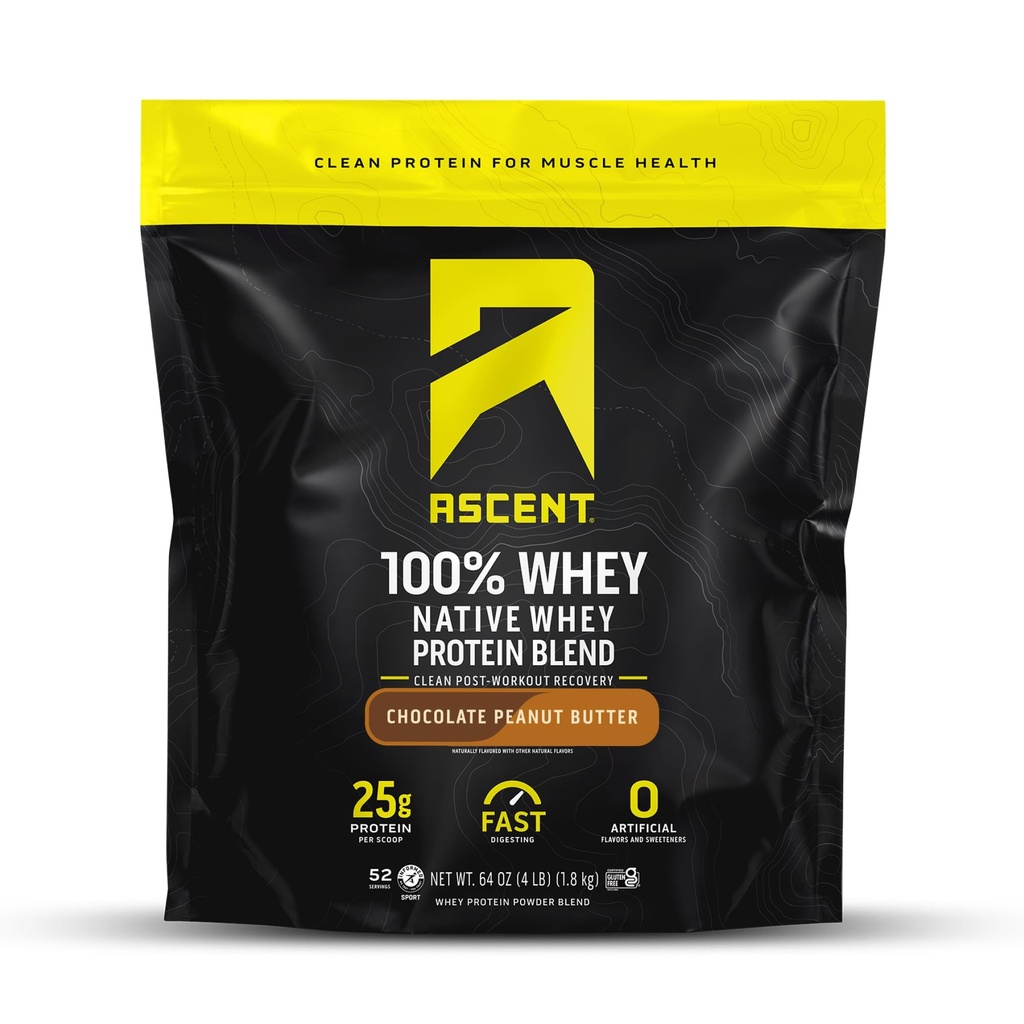 Nousu 100% Whey Protein Powder - Post Harjoitus Whey Protein Isolate, Zero Artificial Flavors & Makeutusaineet, Gluteeniton, 5.5g BCAA, 2.6g Leusiini, Essential amino Acids, Chocolate Peanut Butter 4 lb