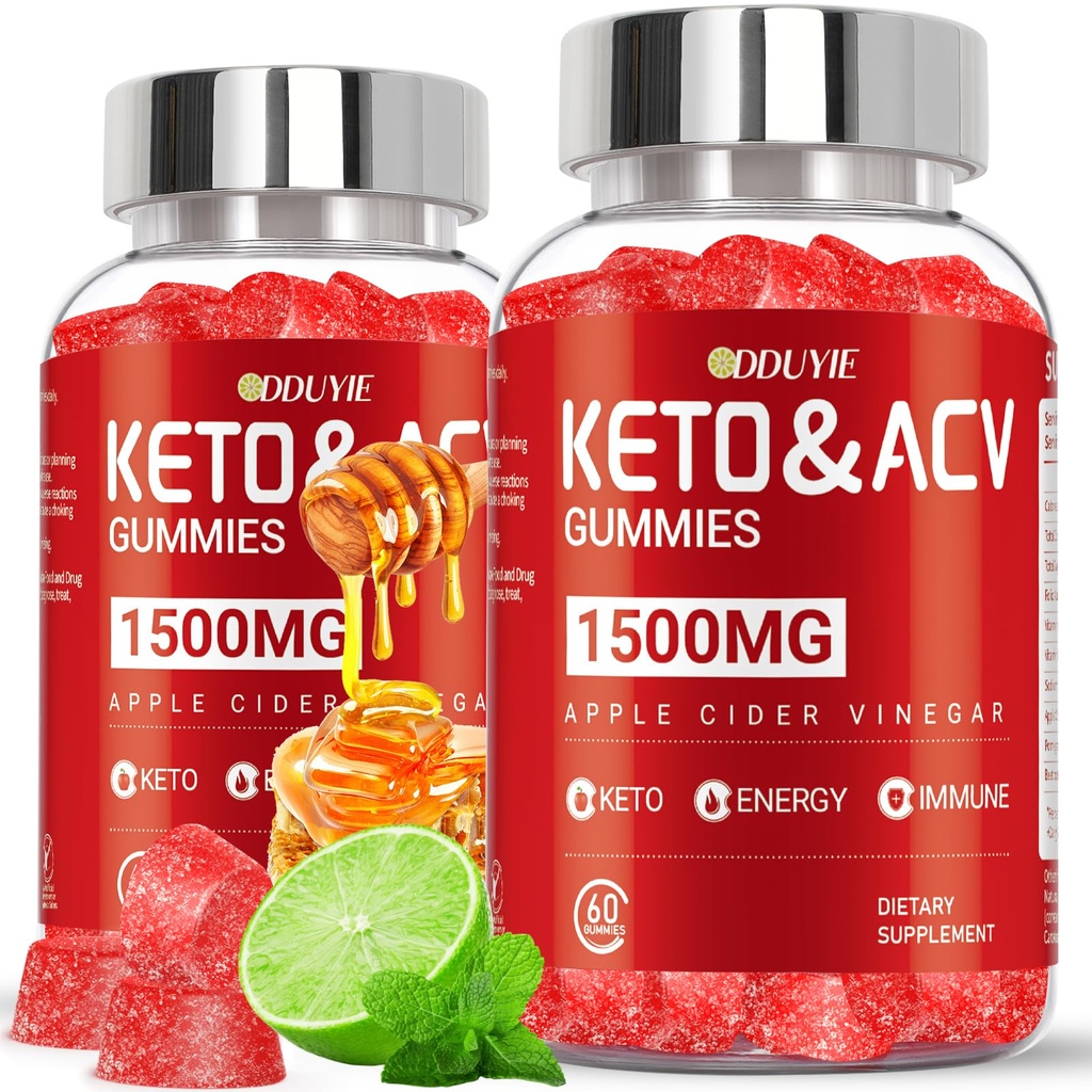 Keto ACV Gummies - 1500mg Apple Cider Vinegar Gummies med Pomegranate Beetroot & Vitamin B12 B6 - Lemon Honey Flavor - för Män & Kvinna - GMO Free & Vegan - 120 Count