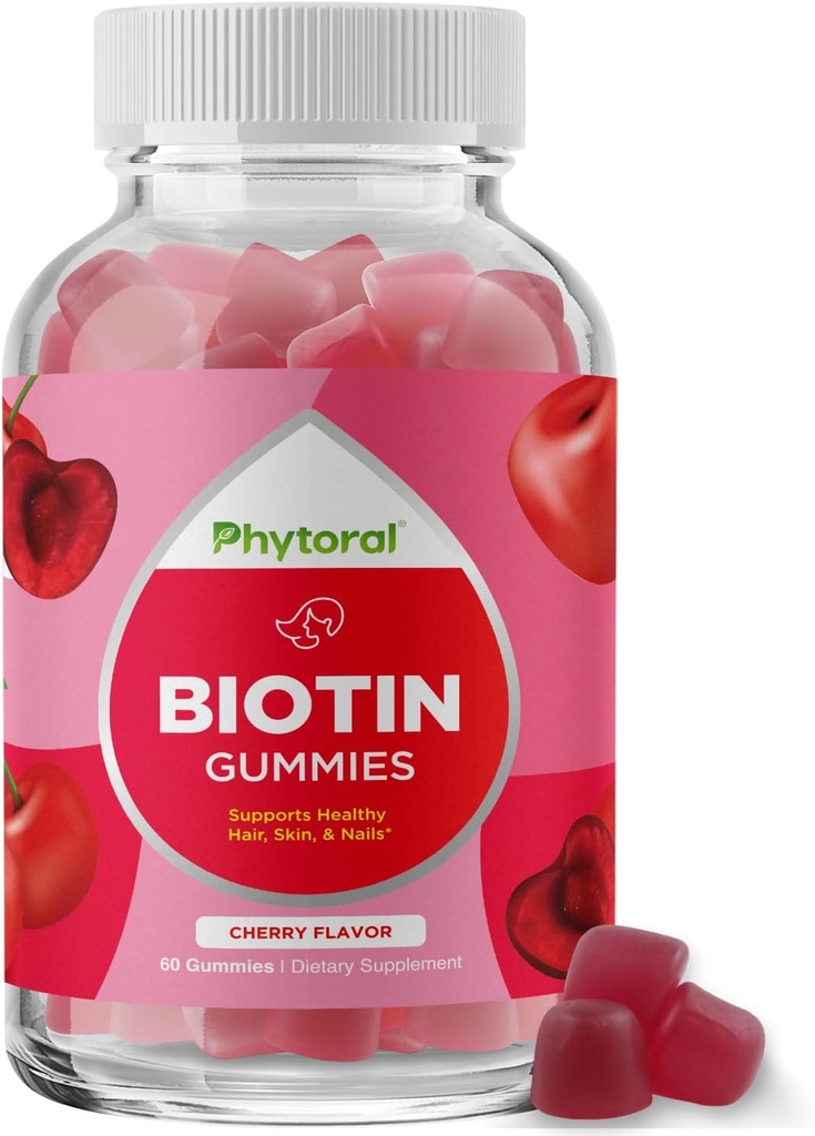 Fytoral Biotin Gummies hiukset ja kynsien kasvu - Biotin Gummies hiustenhoito Nuori ihonhoito ja kynnet - 5000 mcg per tarjoilu ihon kynnet vitamiinit aikuisen kauneus