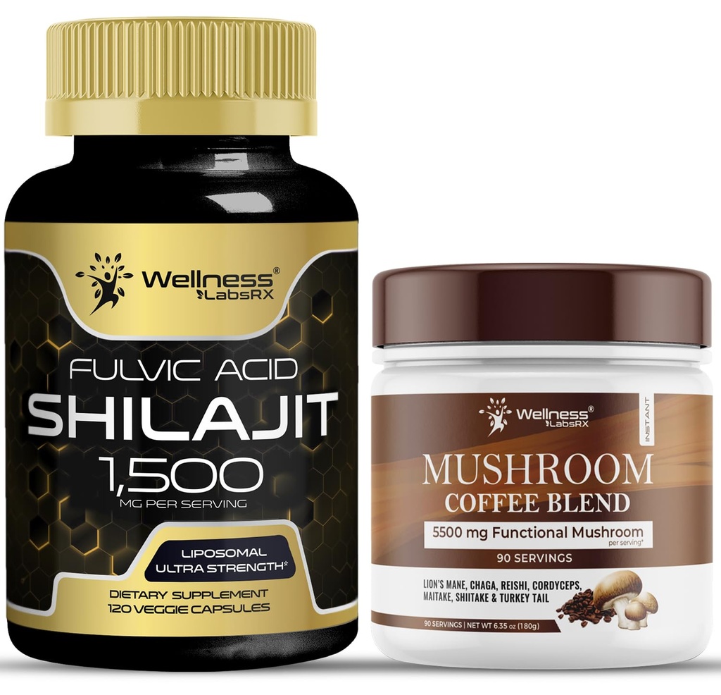 WELLNESS LABSRX Shilajit Pure Himalayan kapselit 15,000mg - Sienen kahvin sekoitus