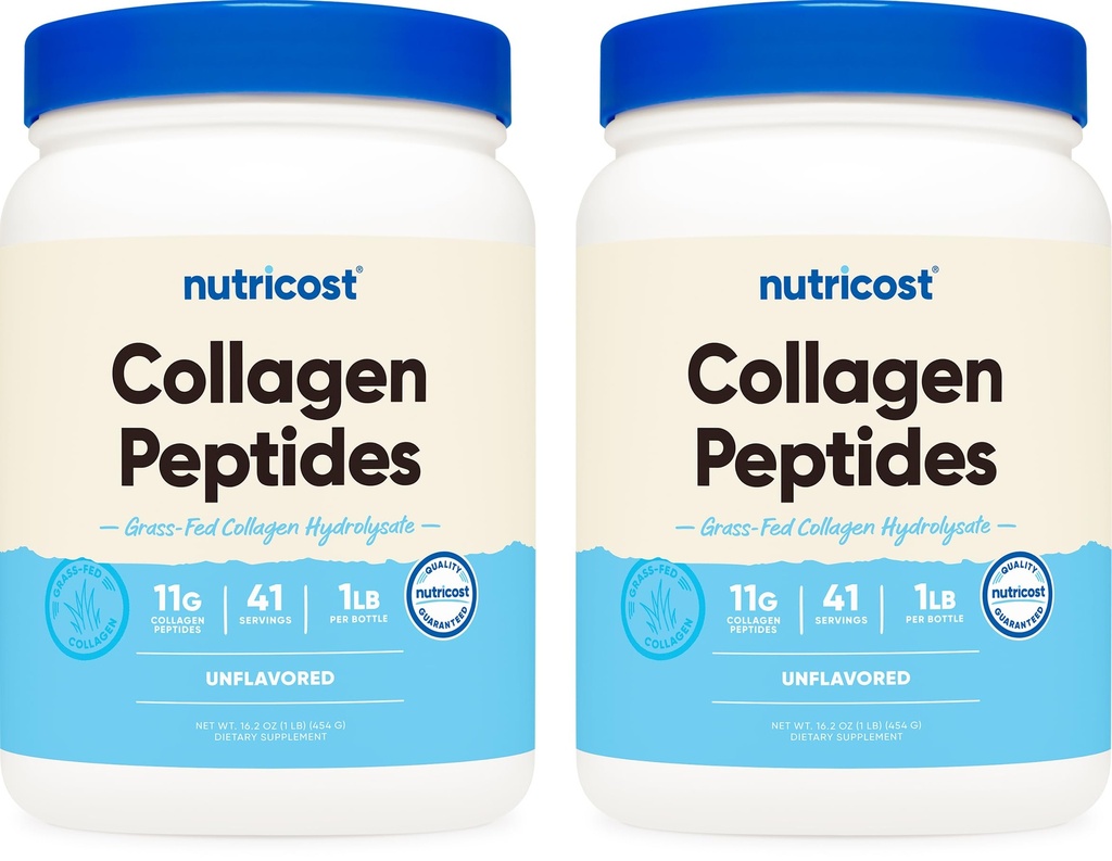 Nutricost Pure Collagen Hydrolysate (Bovine) Jauhe (2 pakkaus) - Ruohoa Fed Naudan kollageeni, 1LB per pullo