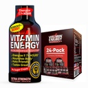 Vitamin Energy Workout + Extra Strength Energy Shot Berry 24 Pack, 260mg Natural Caffeine, Pre-Workout, B-Vitaminer, Minerals, Endurance & Performance, Zero Sugar, Gluten-Free, Vegan, 1,93 fl oz