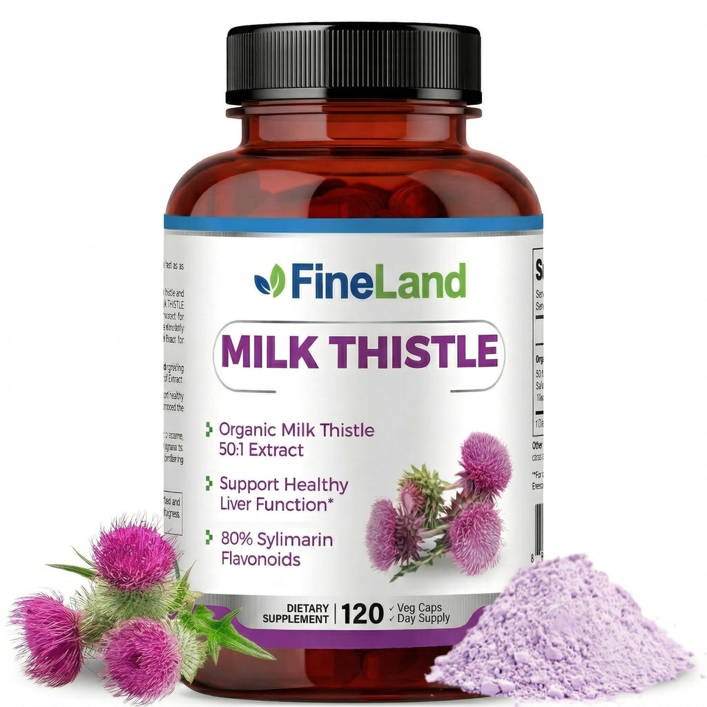 FineLand Milk Thistle Pillerit 50:1 Uutteet 120 Vegaanikapselit - 20 000 mg Strenght 80% Silymarin Flavonoidit ... Maksan ja antioksidanttien tuki 50X Väkevä siemenuute - ei-GMO, valmistettu Yhdysvalloissa
