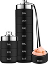 Mossime Metal Pill Organizer Viikoittain, pinottava vedenpitävä matka pilleri laatikko, suuri alumiiniseos pilleri Case Container, BPA Ilmainen 7 päivää Päivittäinen lääketiede Organizer vitamiini, kalaöljy, täydentää