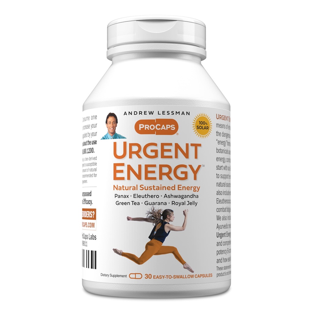 Andrew LESSMAN Kiireellinen energia 30 kapselit - Tarjoaa turvallinen, terve keino parantaa energiatasoja ja tunteita hyvinvoinnista, vihreä tee, Guarana, Ginseng, Royal Jelly, Ashwagandha, B-Complex