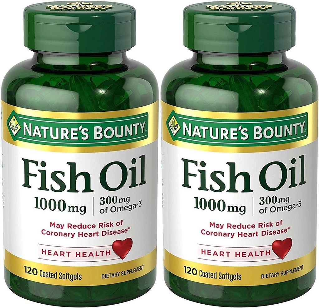 Luonnon palkkiokalaöljy (Odorless) 1000 Mg, 240 Softgels (2 X 120 Count Bott Bottles)