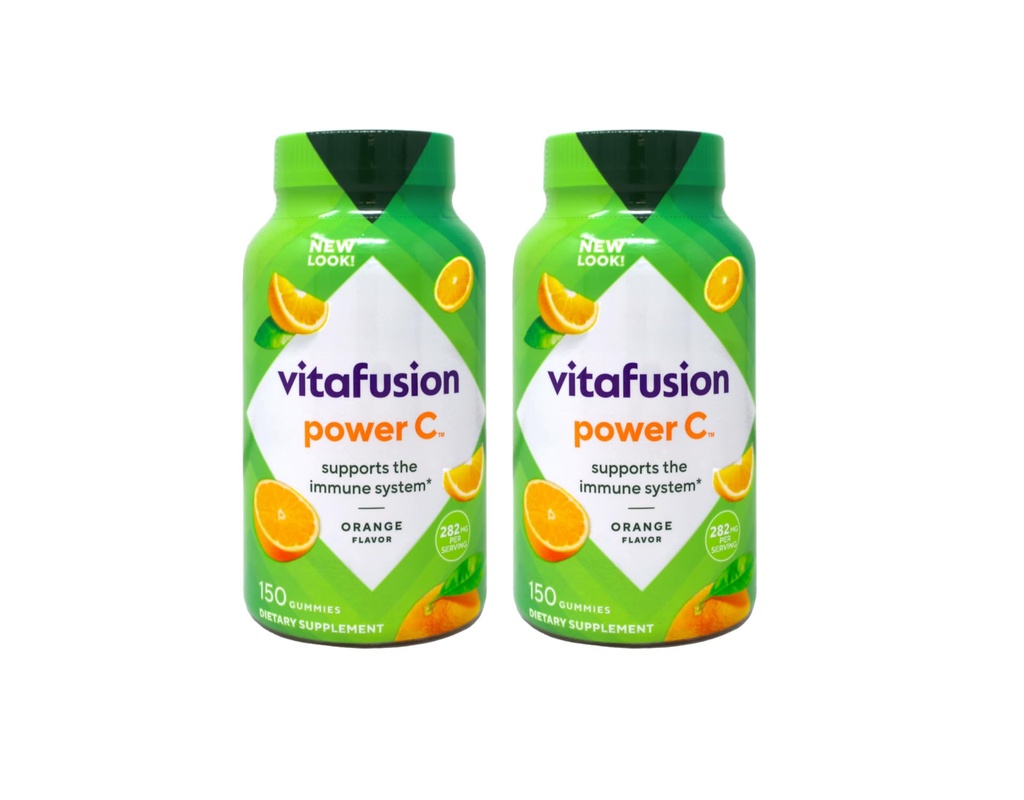 Vitfuusio Teho C Aikuisten vitamiinit Gummy, Immuunijärjestelmä tuki, Natural Orange 150 ea (Pakki 2)
