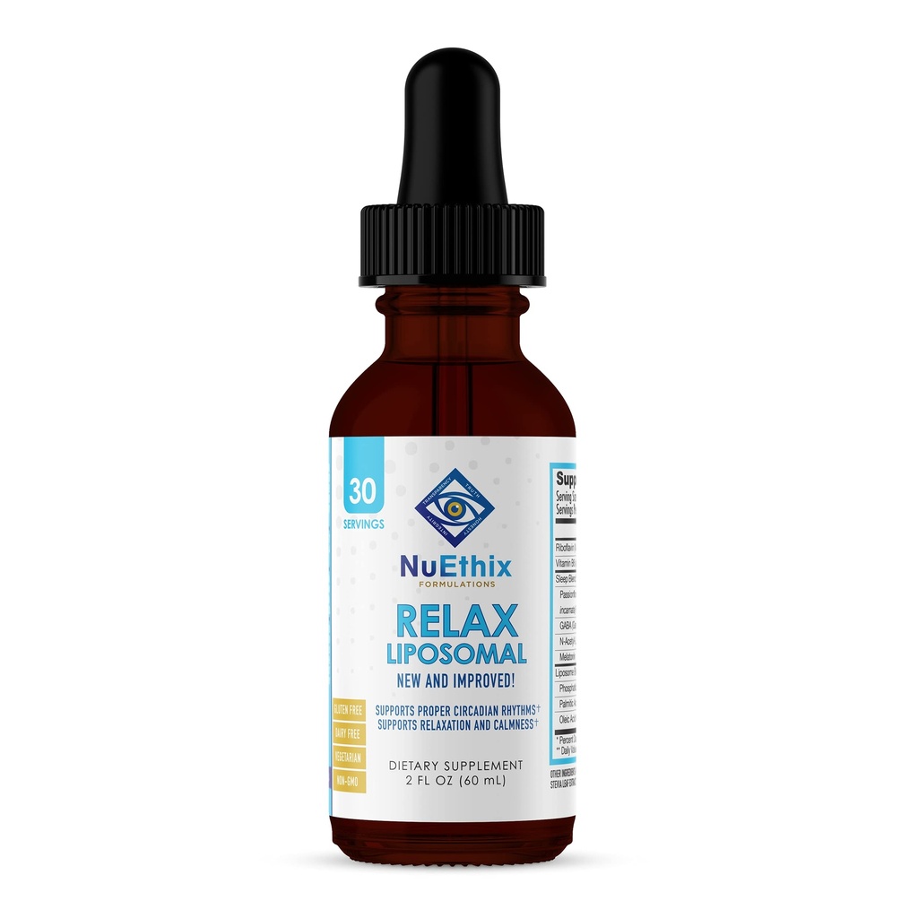 NuEthix Formulations Relax Liposomal Supplement Formula tukemaan rentoutumista ja rauhoittaa, 2 neste Ounces, 30 tarjoilua